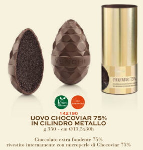 venchi uovo con nibs granella fava cacao in latta cilindrica