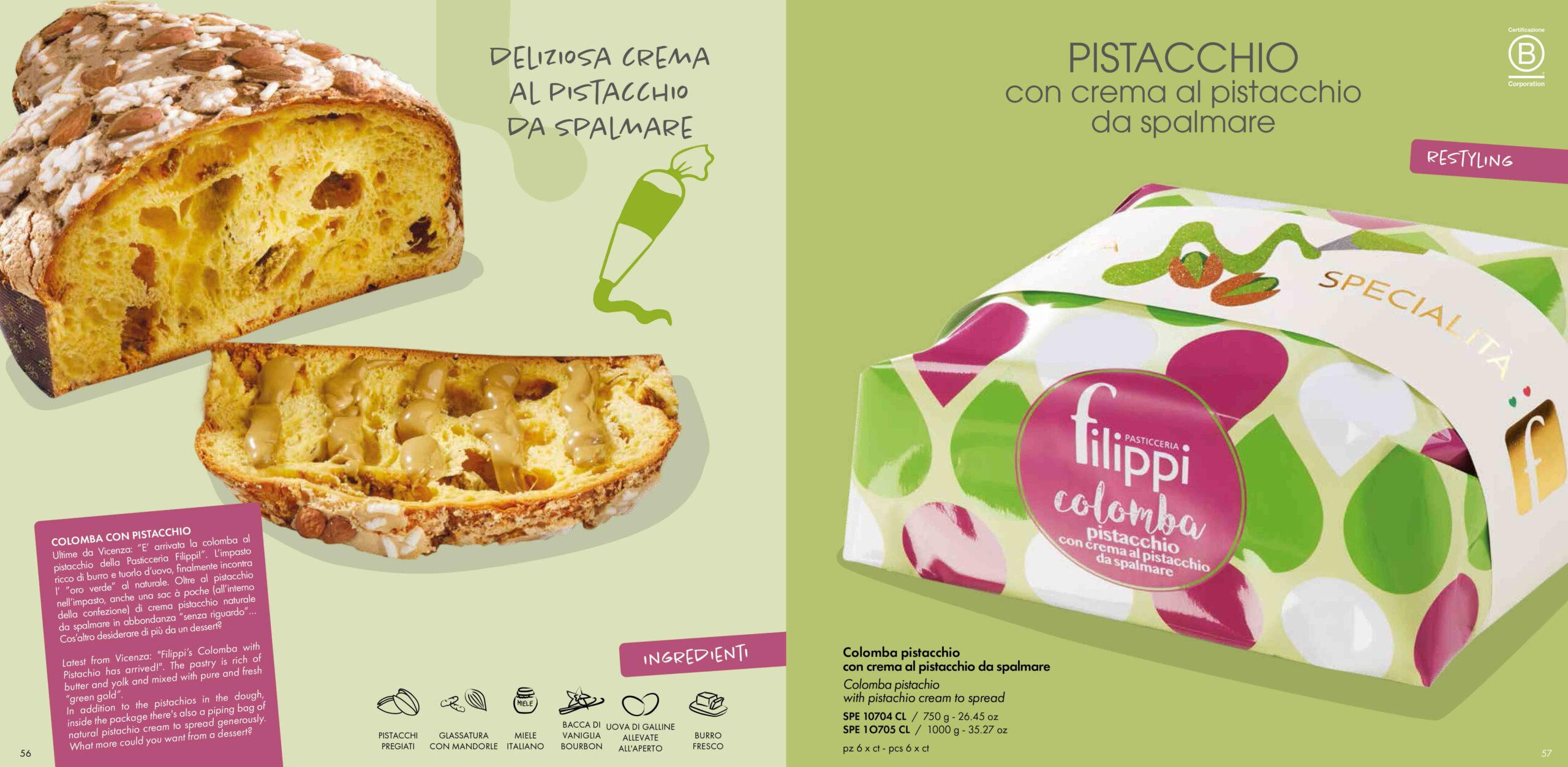 FILIPPI COLO,BA CON CREMA PISTACCHIO DA SPALMARE